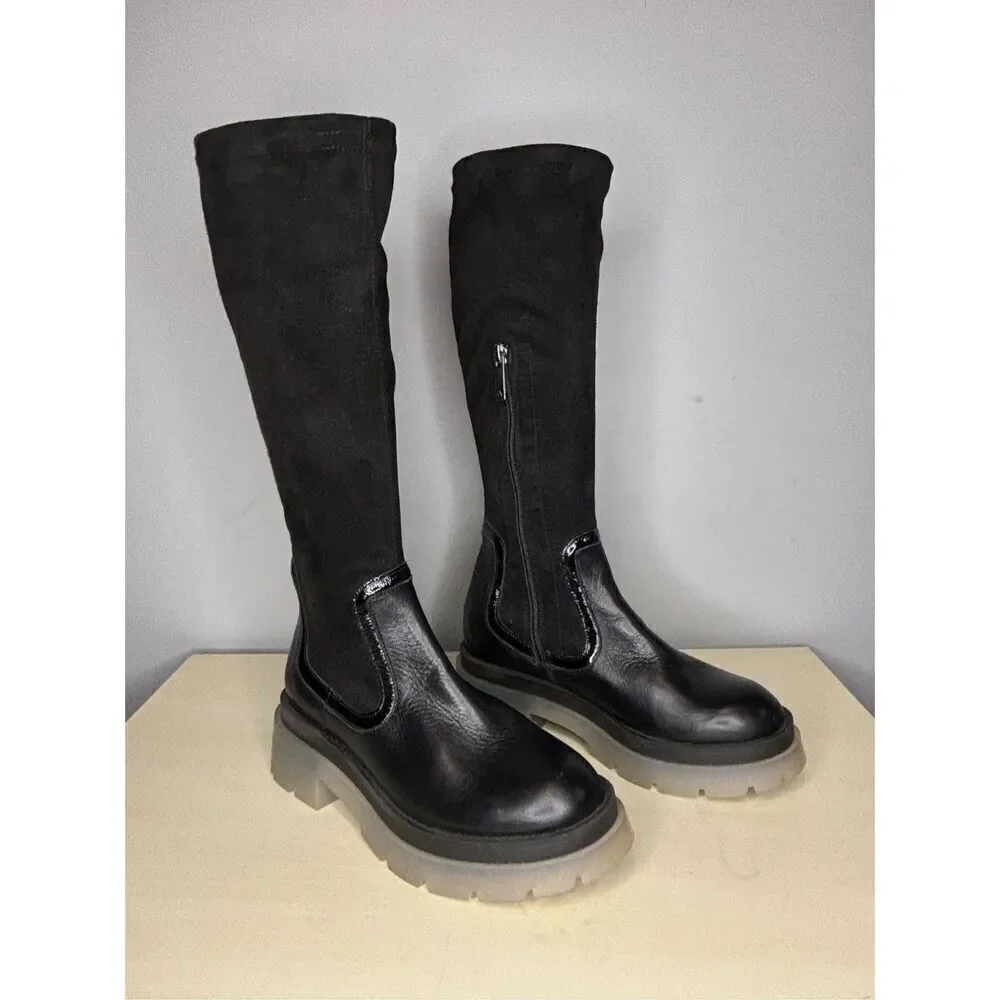 Aquatalia Women's 456920 Drew‎ Stretch Suede Weatherproof Boots Black Size 5M